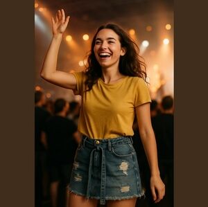 Unlock Your Inner Rebel with Our Distressed Denim Skirt - Perfect for Festivals